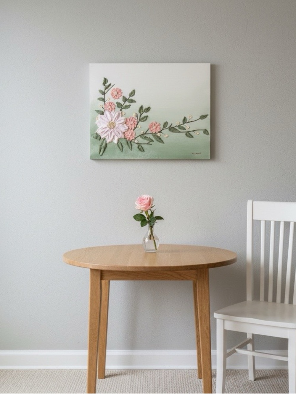 Textured Floral Acrylic Painting – Original 11x14 Mixed Media Flower Artwork